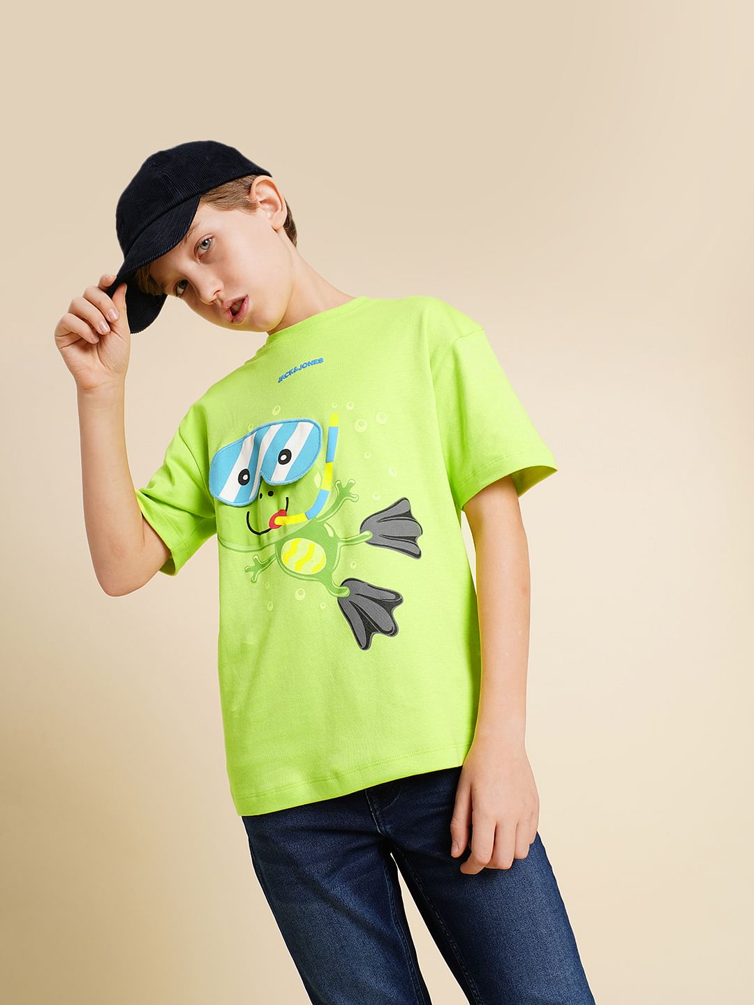Boys Green Interactive Graphic Print T-shirt
