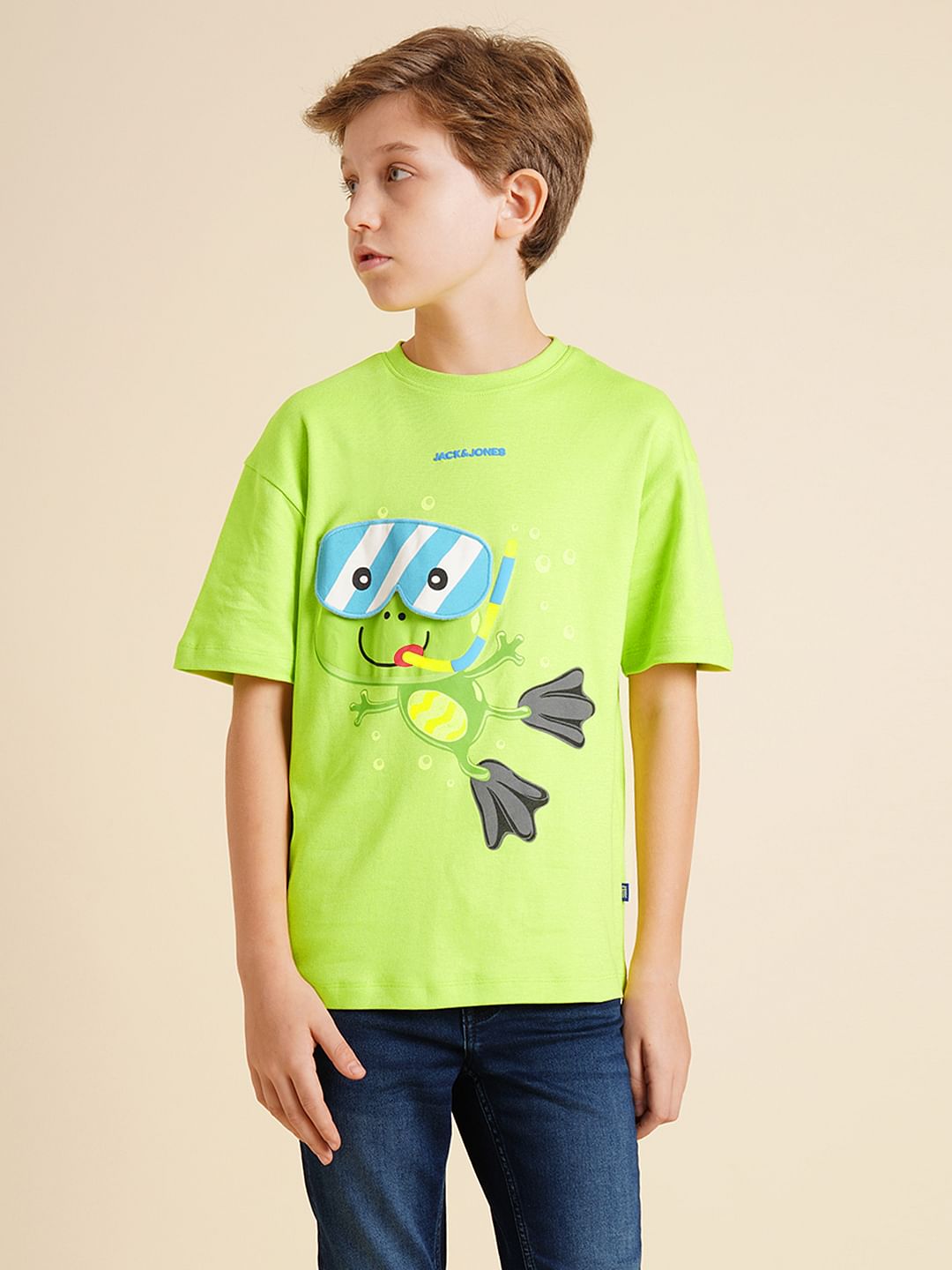 Boys Green Interactive Graphic Print T-shirt