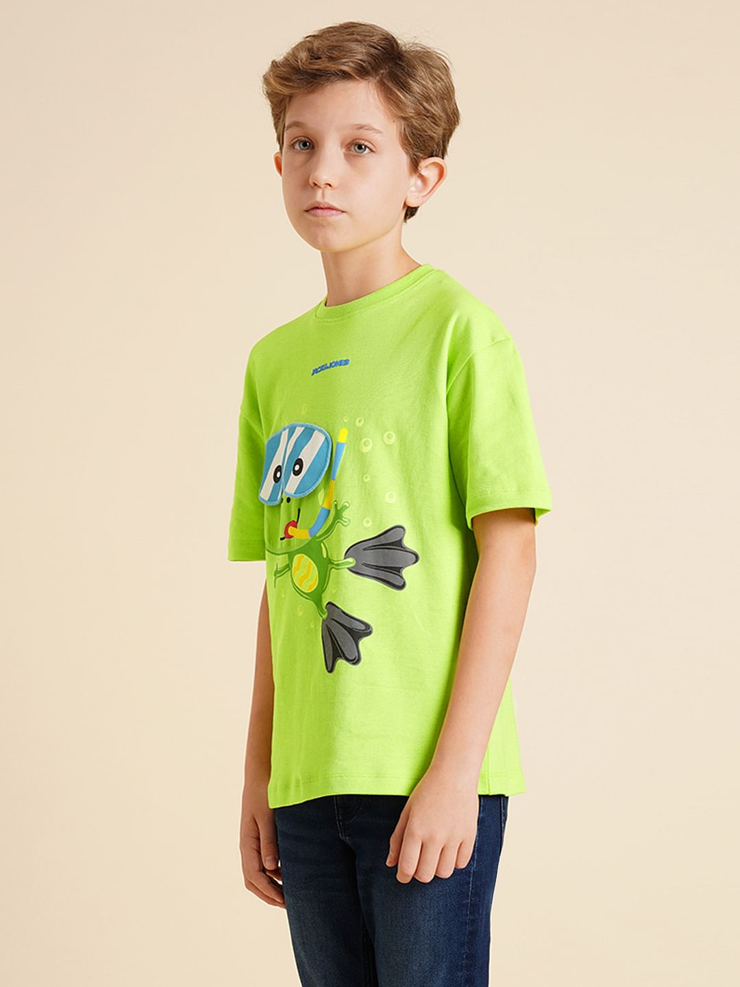Boys Green Interactive Graphic Print T-shirt