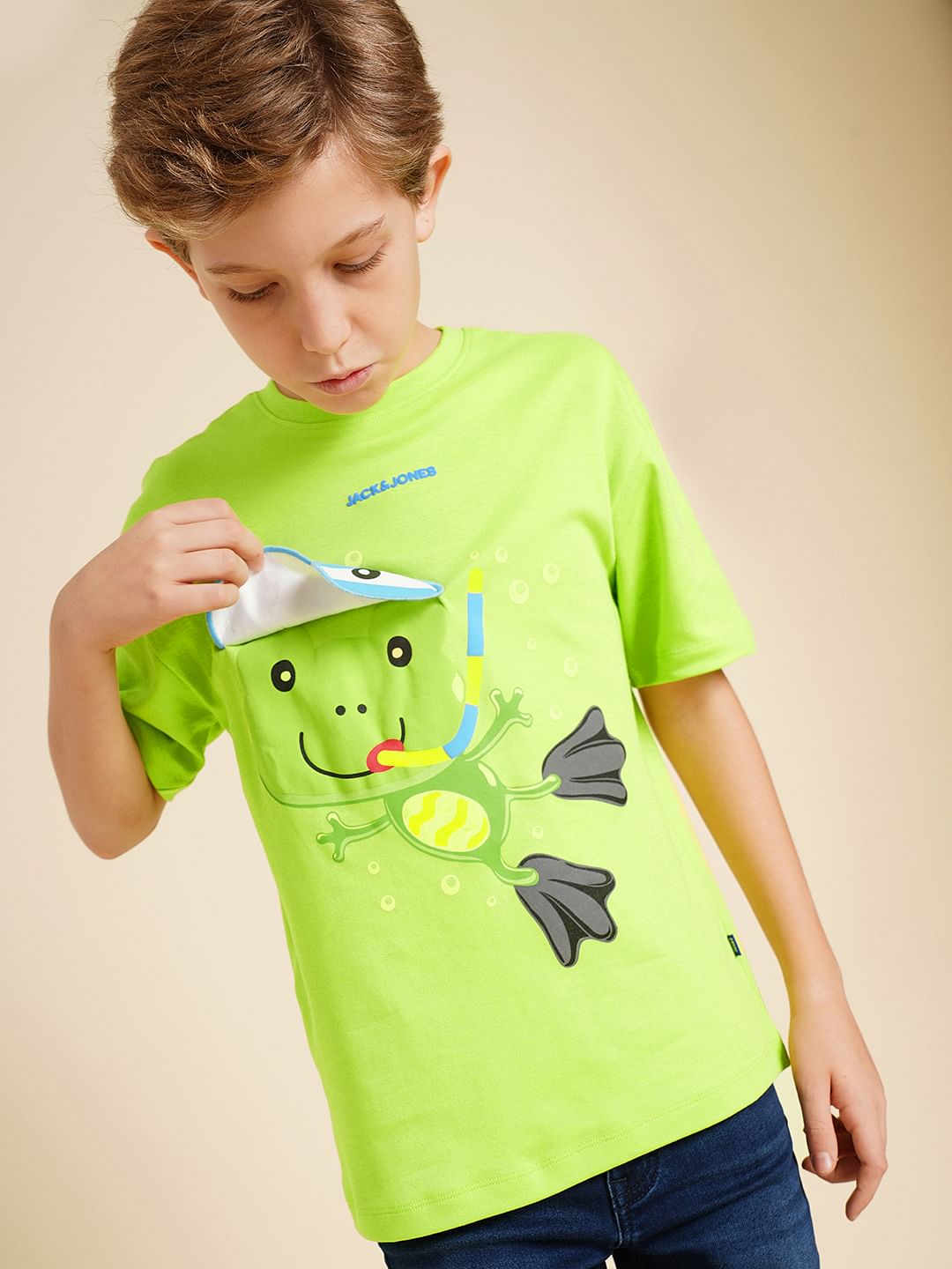 Boys Green Interactive Graphic Print T-shirt