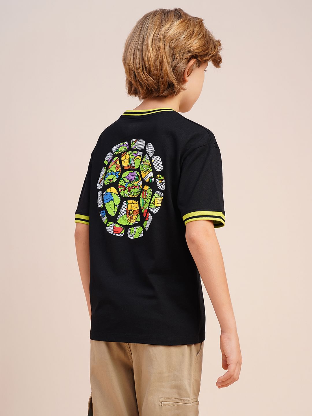 Boys Black Ninja Turtles Print T-shirt