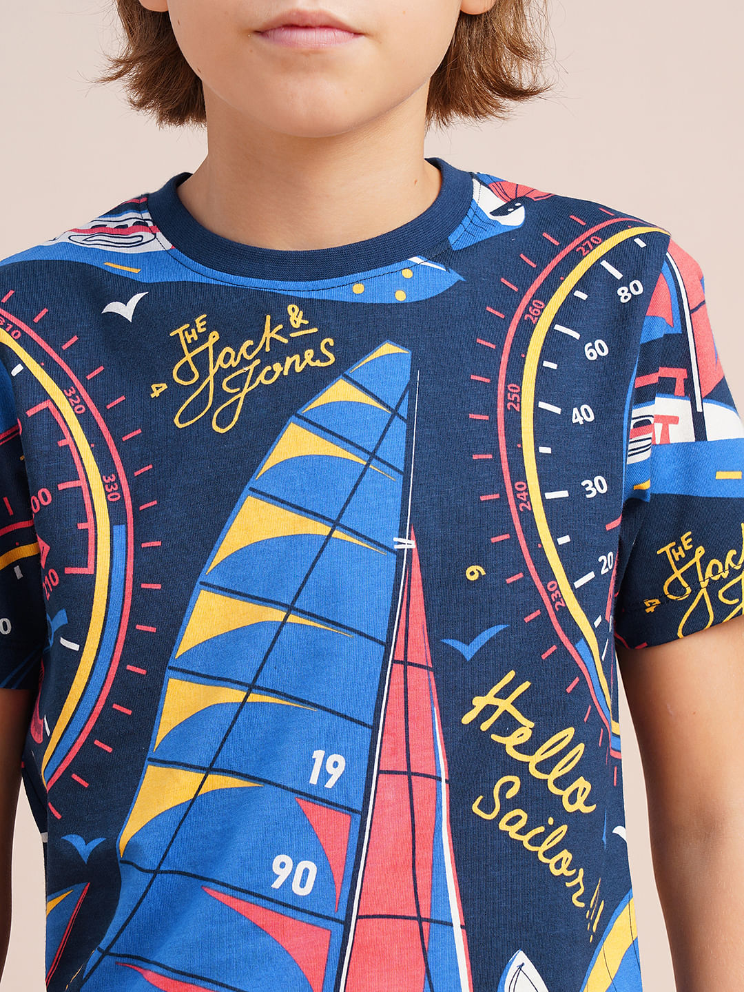 Boys Blue Printed Co-ord Set T-Shirt