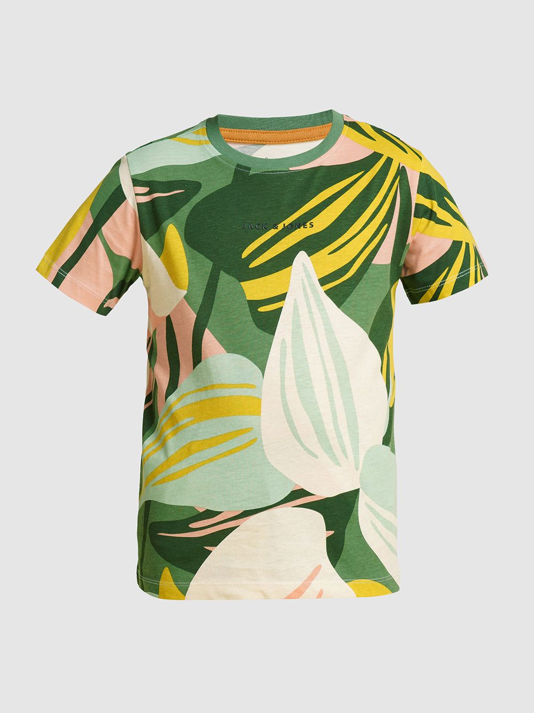 JACK&JONES JUNIOR Boys Green Tropical Print Co-ord Set T-shirt