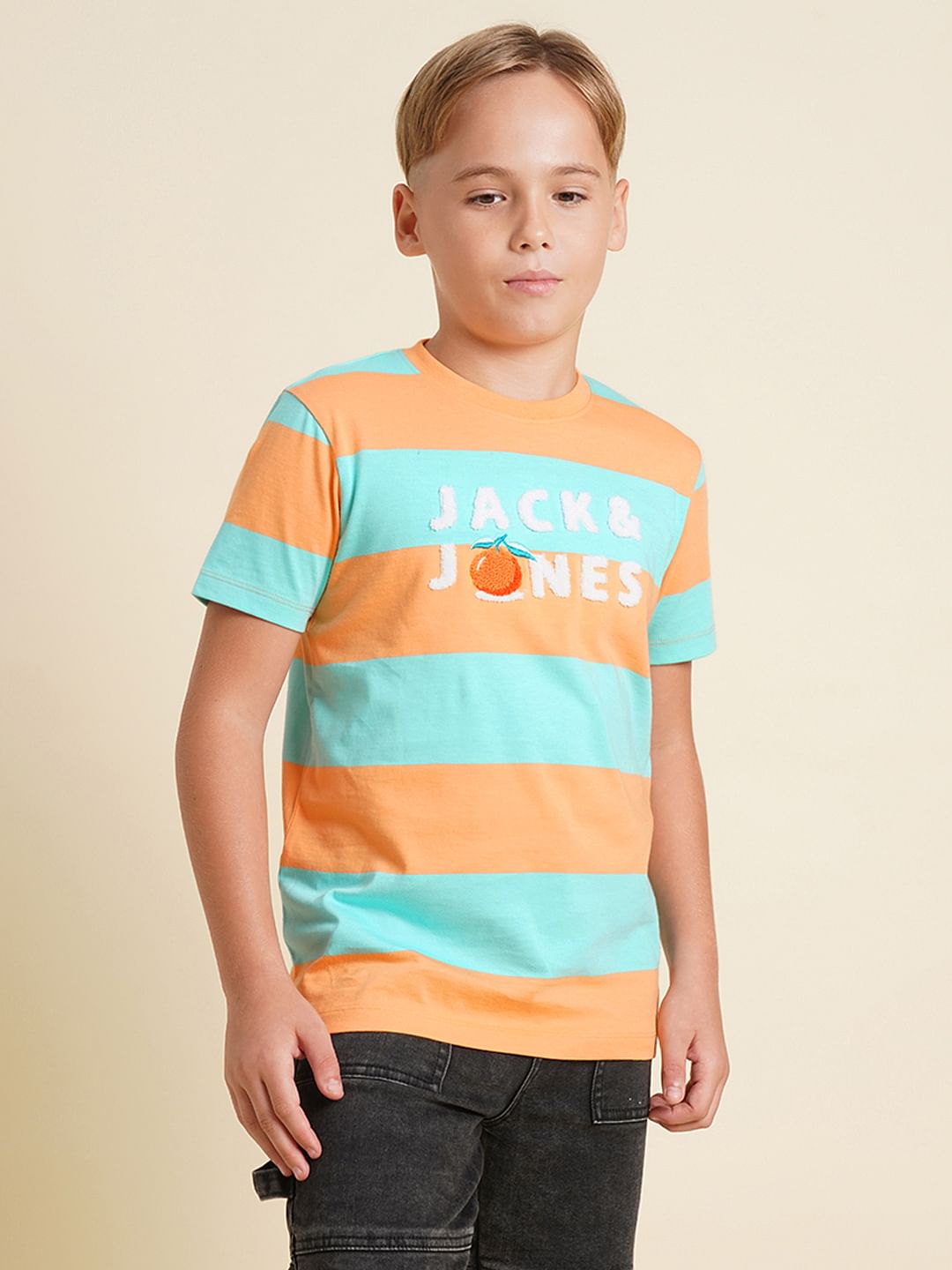 Boys Blue Colourblocked Cotton T-shirt