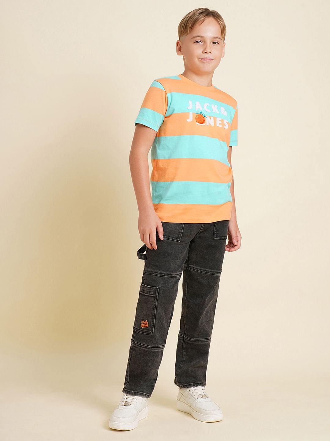 Boys Blue Colourblocked Cotton T-shirt
