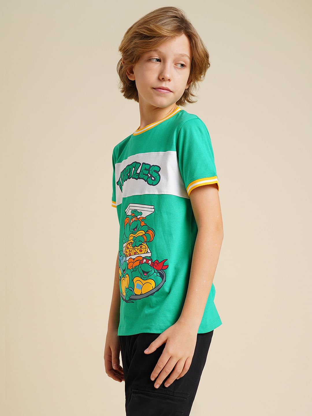 Boys Green Ninja Turtles Print T-shirt