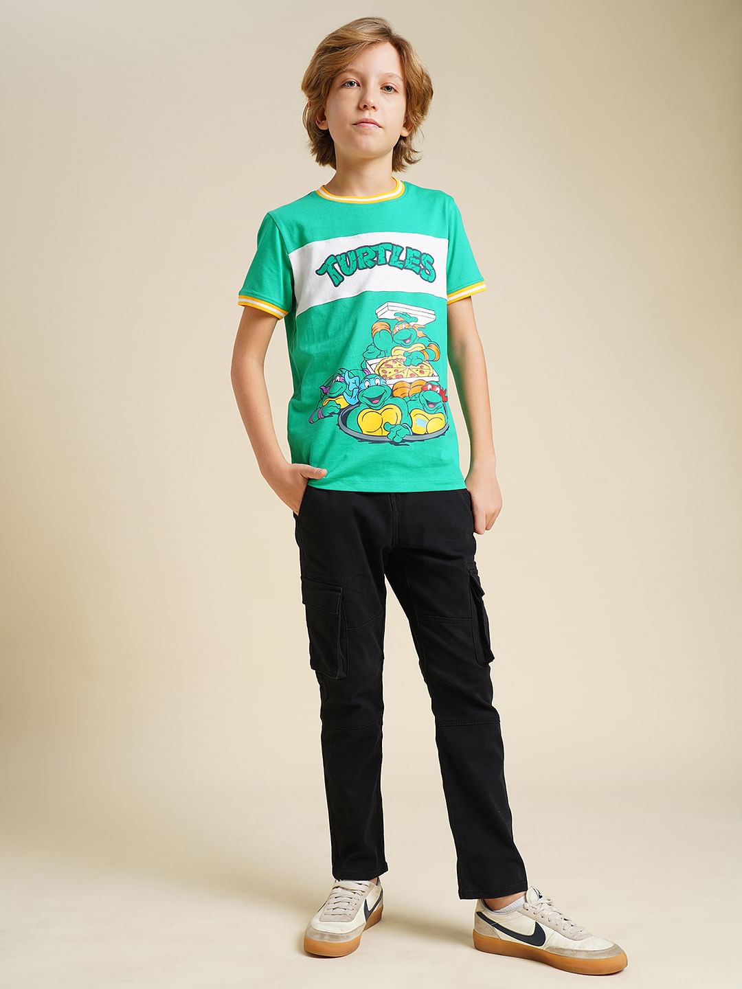 Boys Green Ninja Turtles Print T-shirt