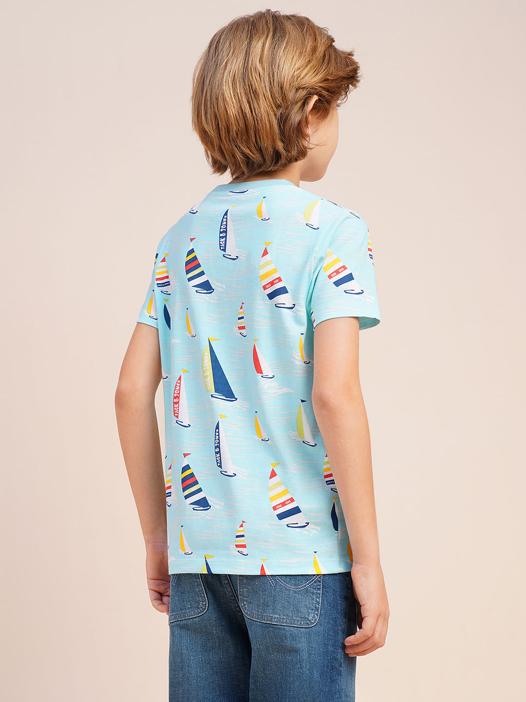 Boys Blue Sailing Boats Print T-shirt