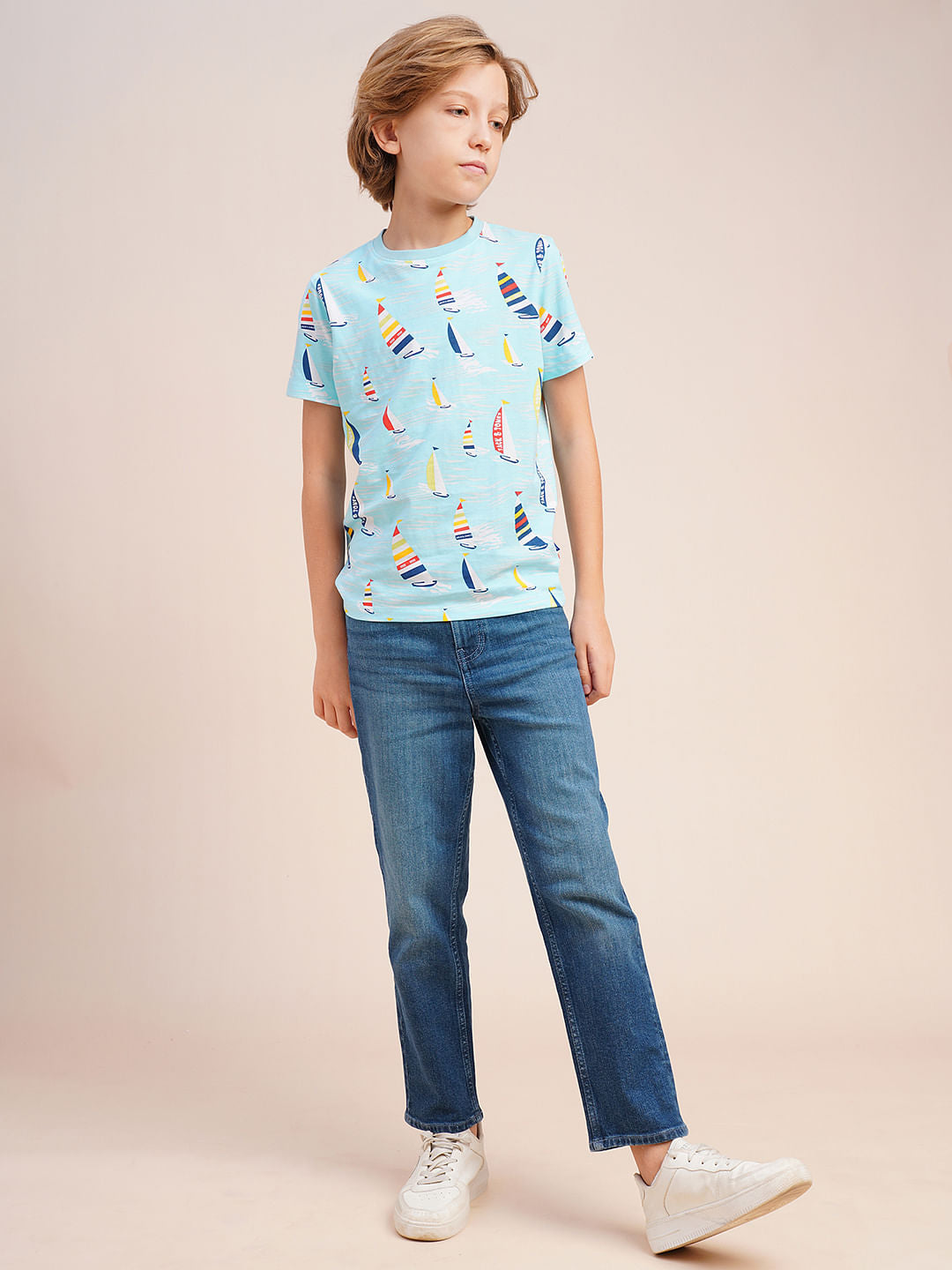 Boys Blue Sailing Boats Print T-shirt