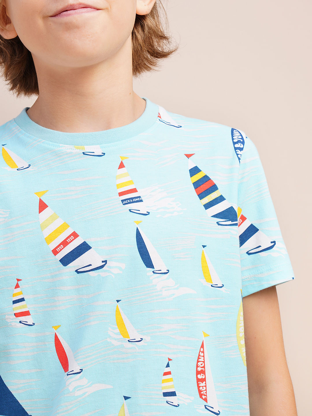 Boys Blue Sailing Boats Print T-shirt