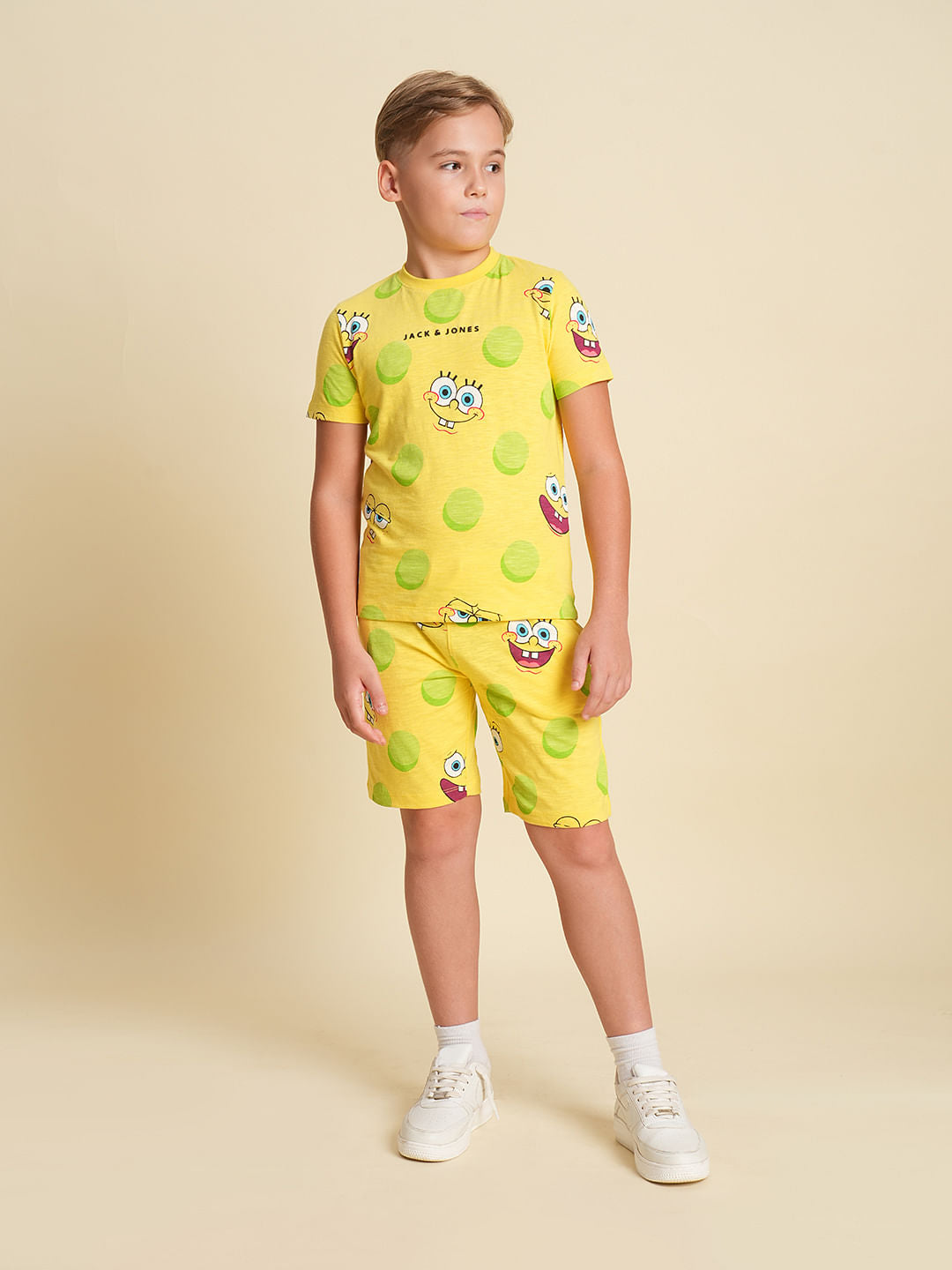 Boys Yellow SpongeBob Print Co-ord Set T-Shirt