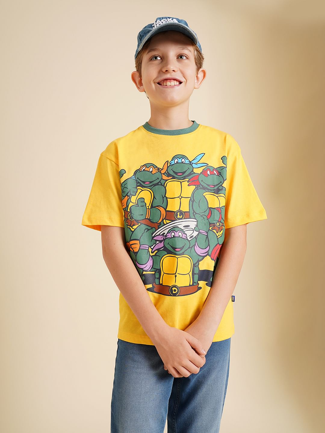 Boys Ninja Turtles Yellow Printed T-Shirt