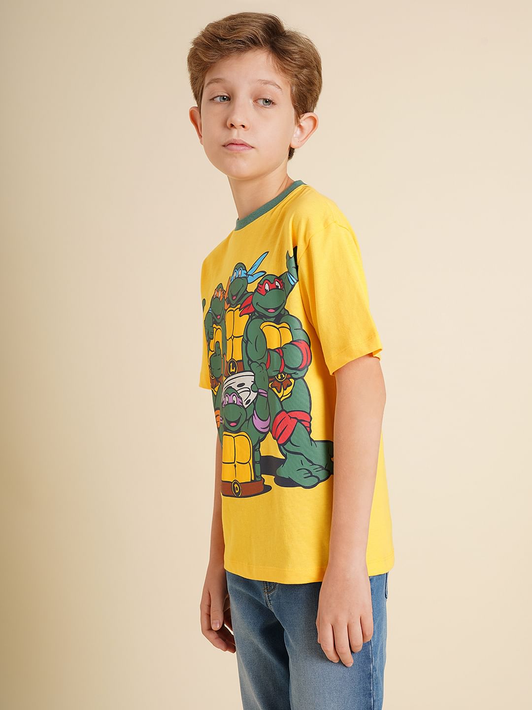Boys Ninja Turtles Yellow Printed T-Shirt