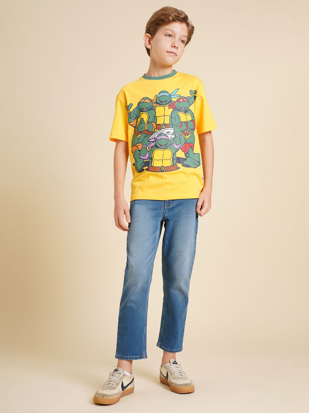 Boys Ninja Turtles Yellow Printed T-Shirt