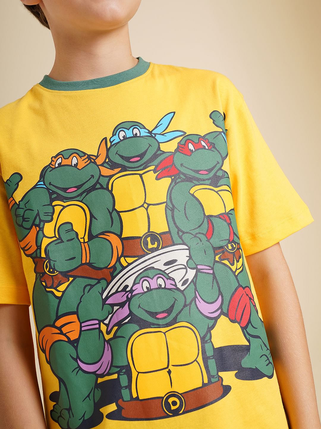 Boys Ninja Turtles Yellow Printed T-Shirt