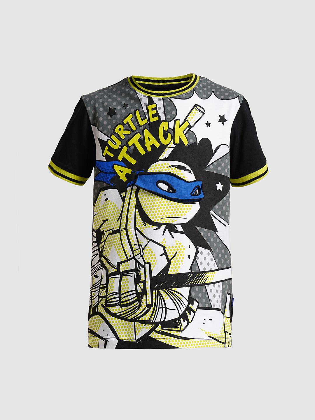 Boys Black Ninja Turtles Print T-shirt