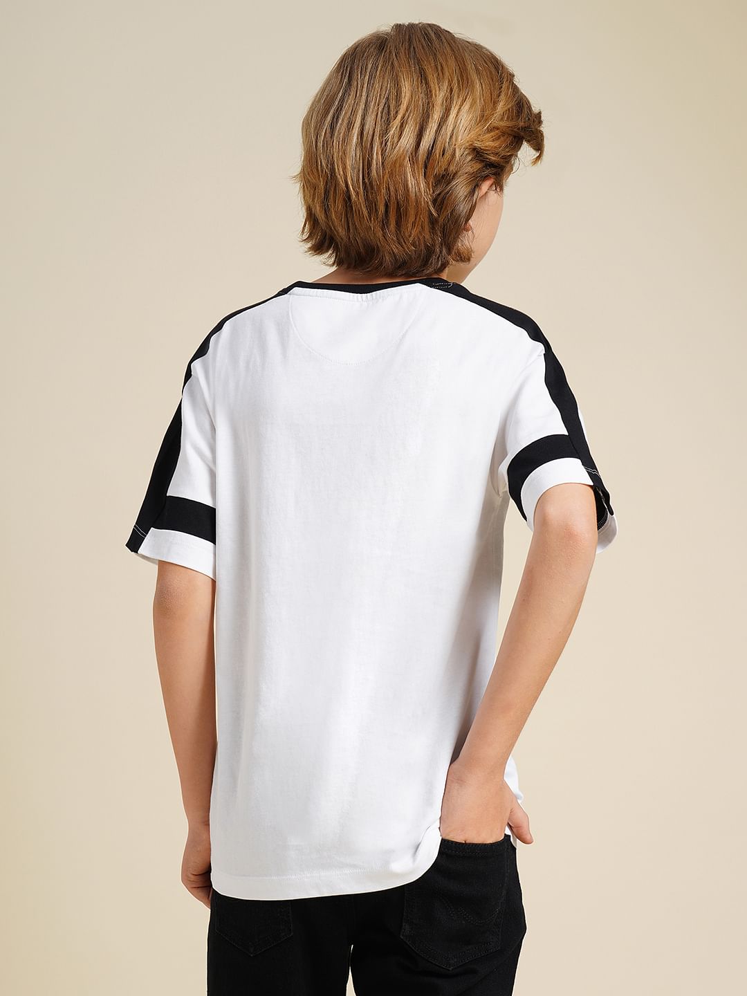 Boys White Logo Print Oversized T-shirt