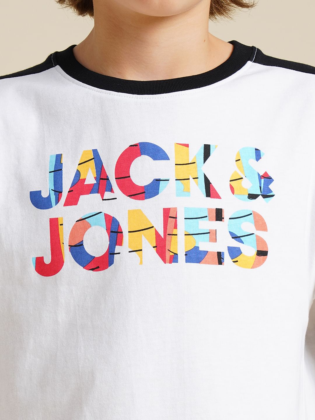 Boys White Logo Print Oversized T-shirt