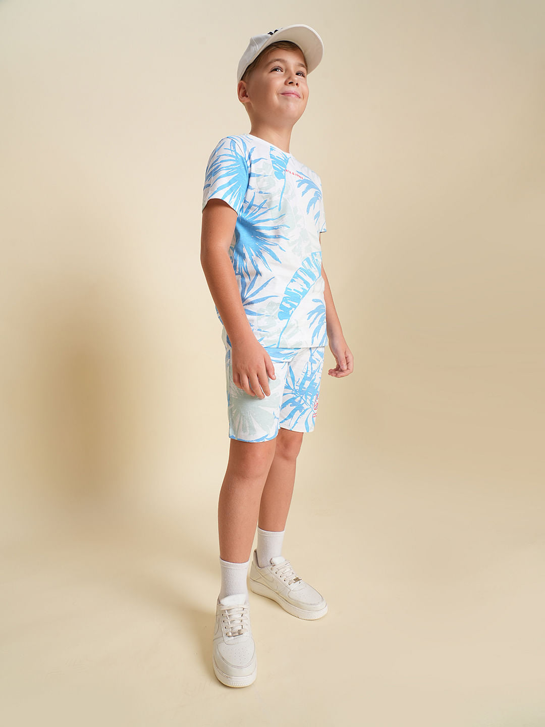 Boys Blue Tropical Print Co-ord Set Shorts