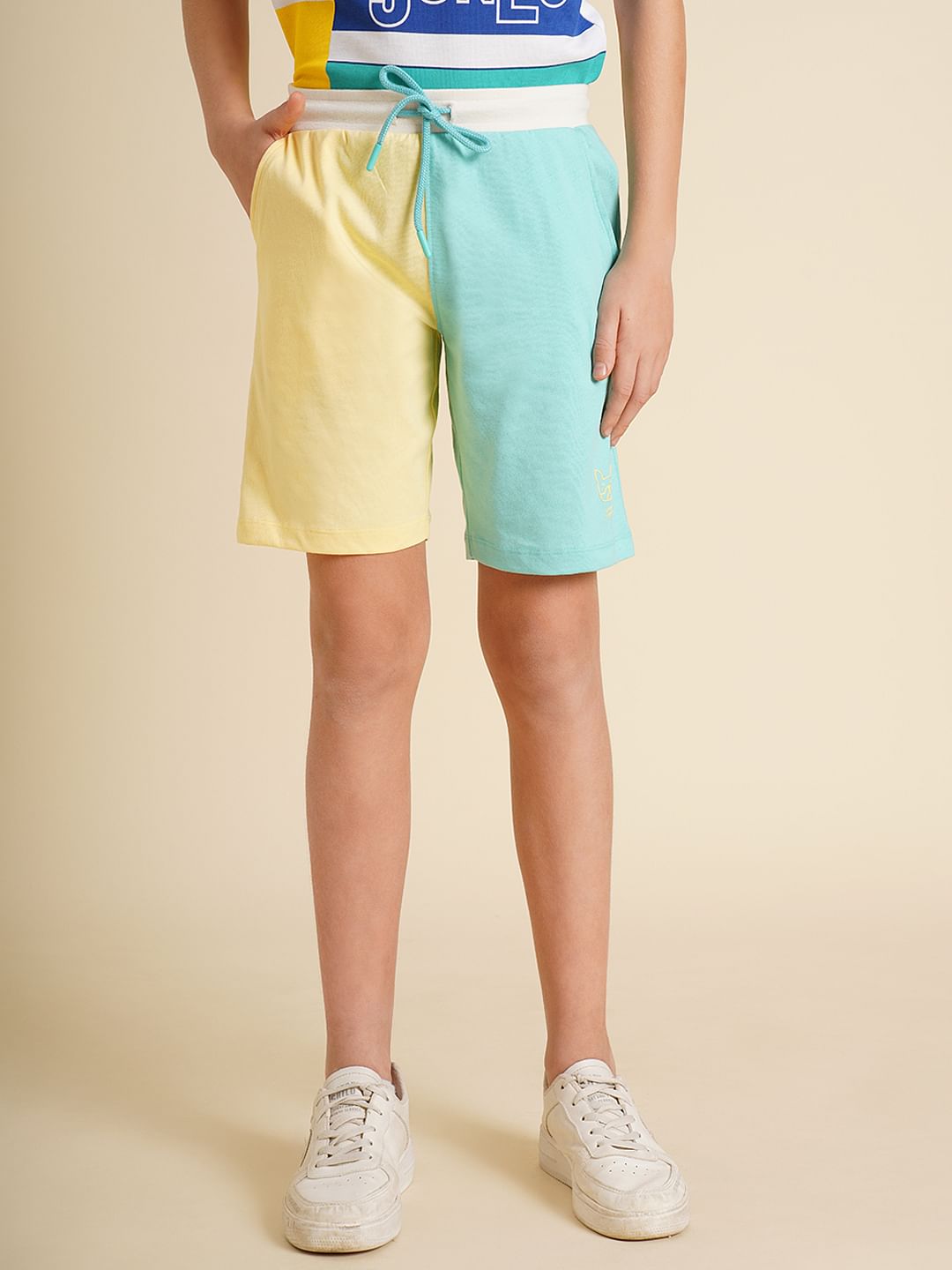 Boys Blue Colourblocked Co-ord Set Shorts