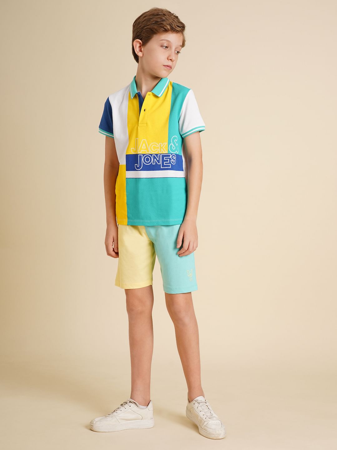 Boys Blue Colourblocked Co-ord Set Shorts