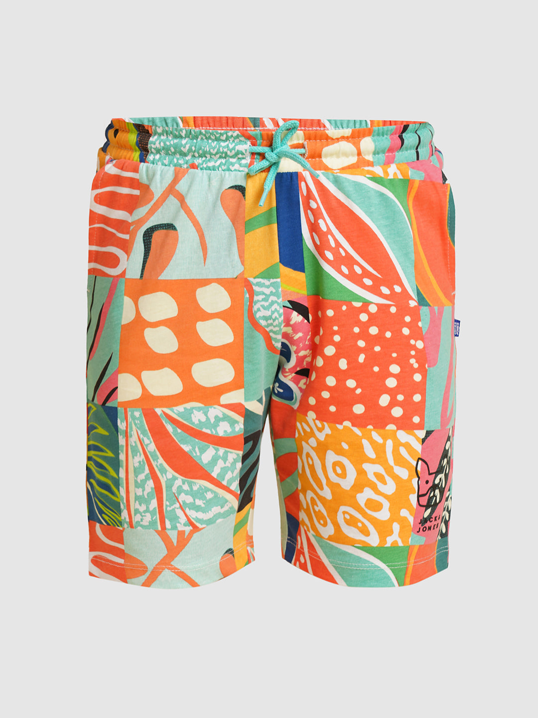 Boys Orange Printed Co-ord Set Shorts