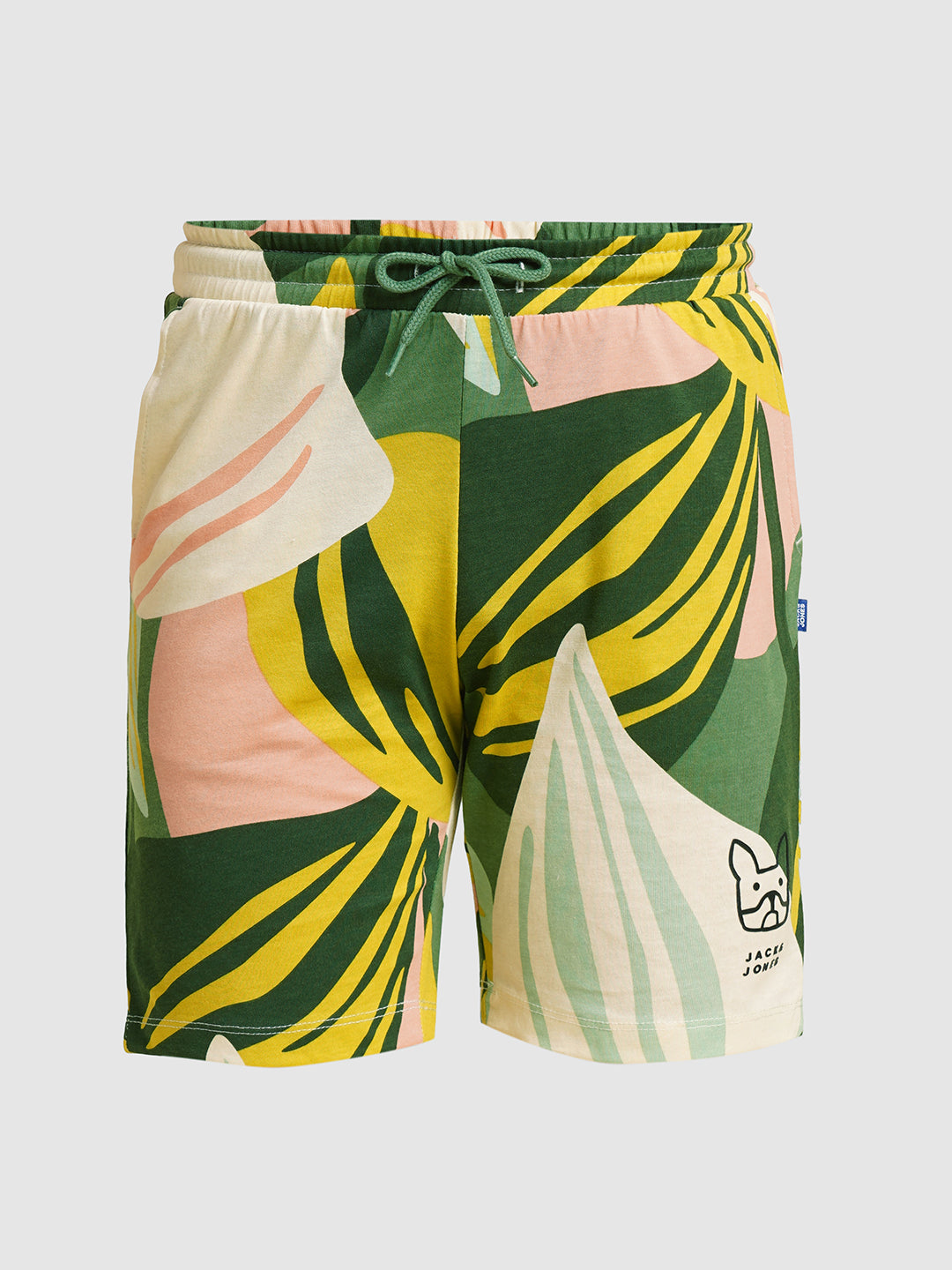 JACK&JONES JUNIOR Boys Green Tropical Print Co-ord Set Shorts
