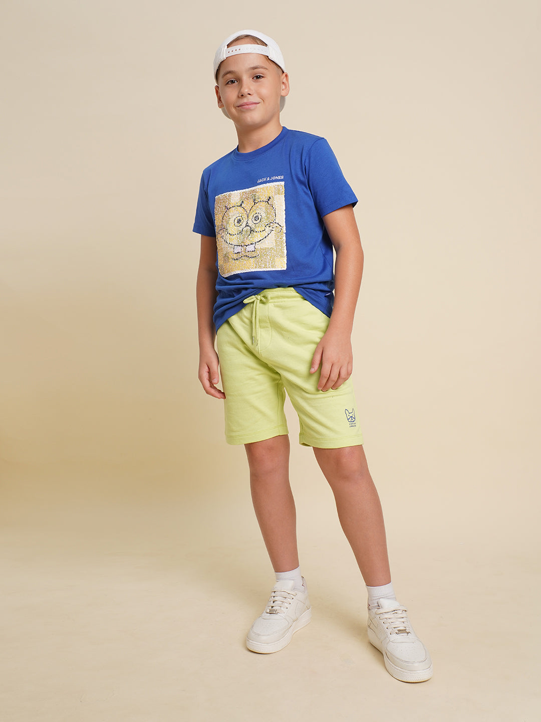 Boys Green Cotton Shorts
