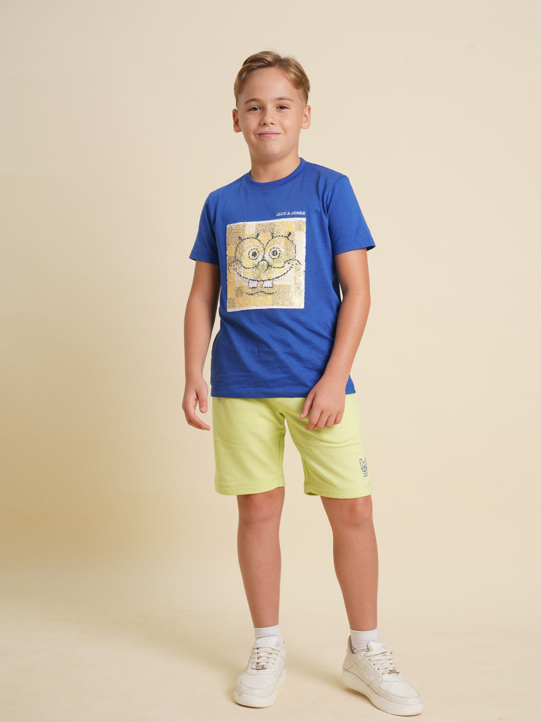 Boys Green Cotton Shorts