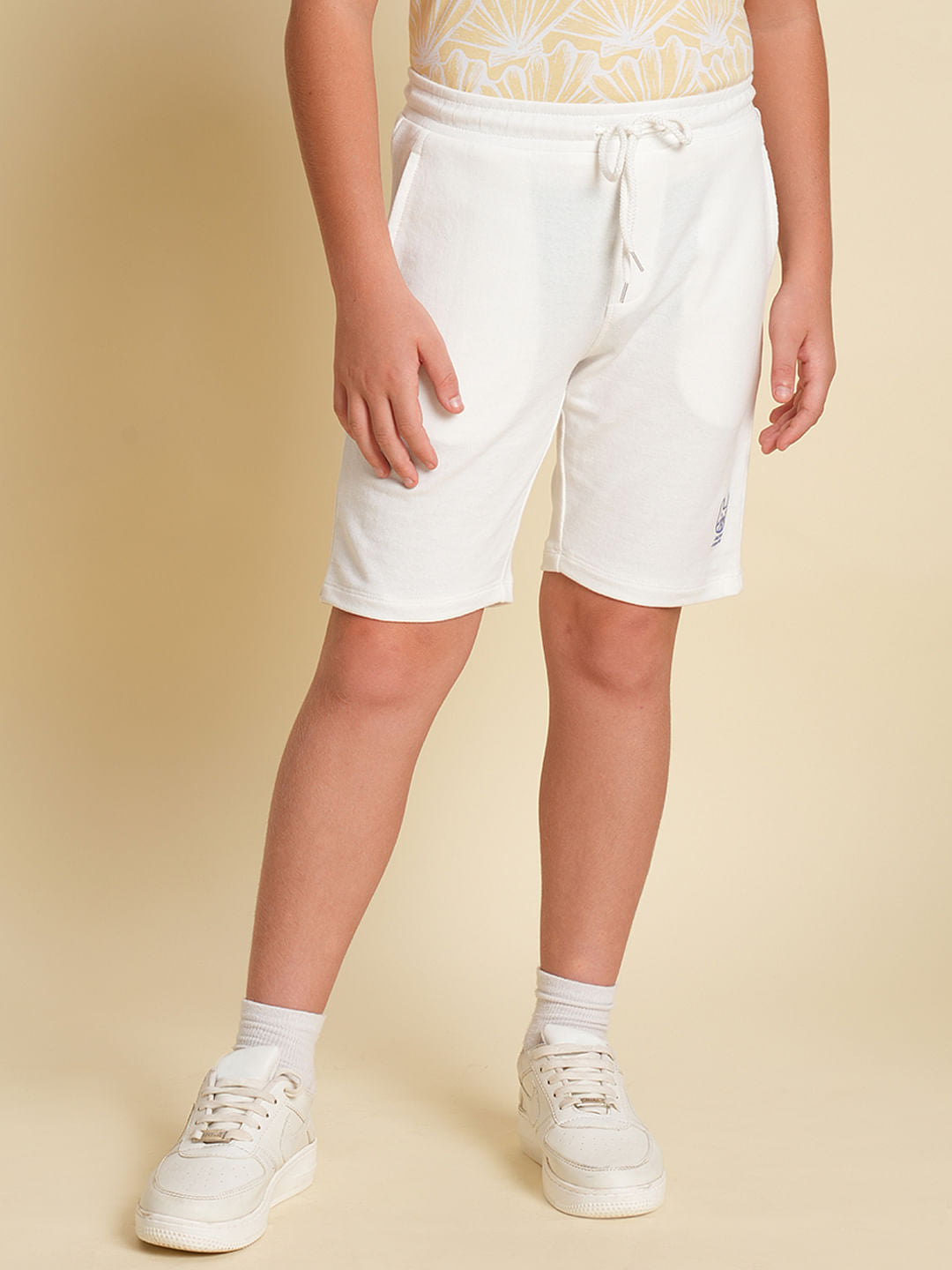 Boys White Cotton Shorts