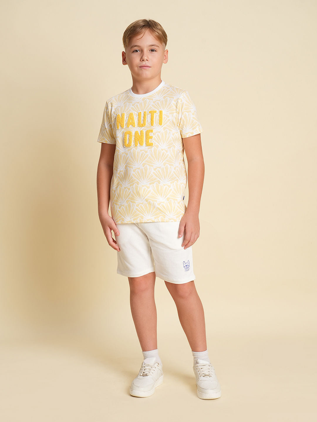 Boys White Cotton Shorts