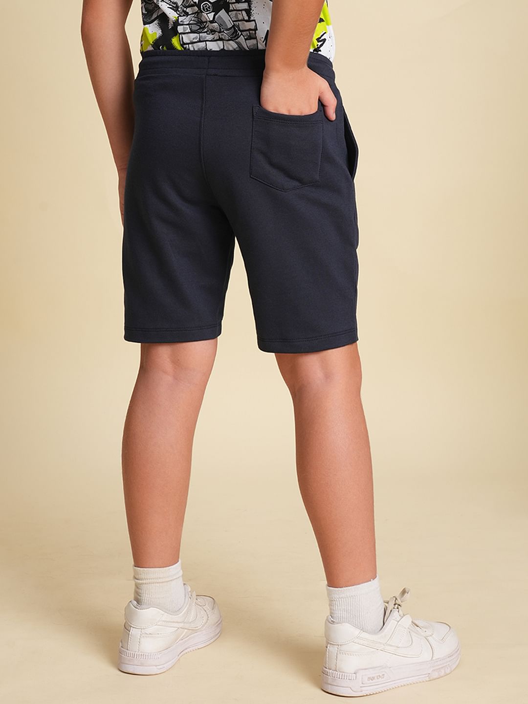 Boys Navy Blue Cotton Shorts