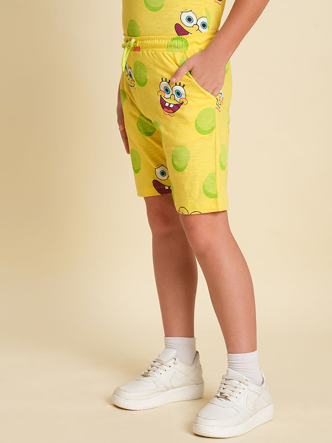 Boys Yellow SpongeBob Print Co-ord Set Shorts