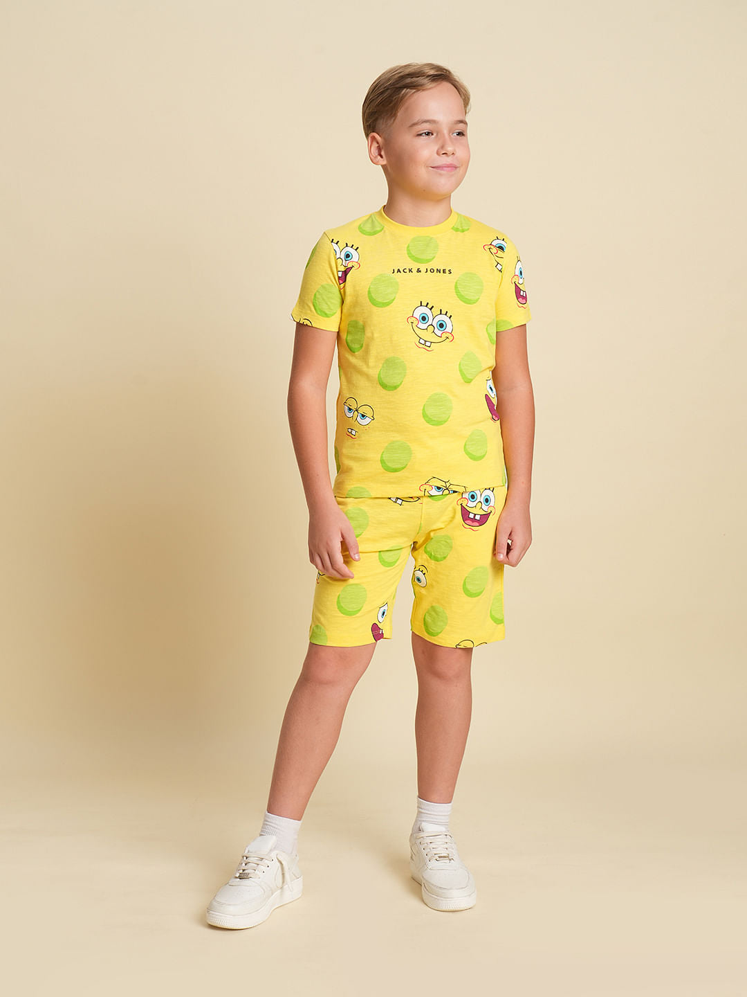 Boys Yellow SpongeBob Print Co-ord Set Shorts