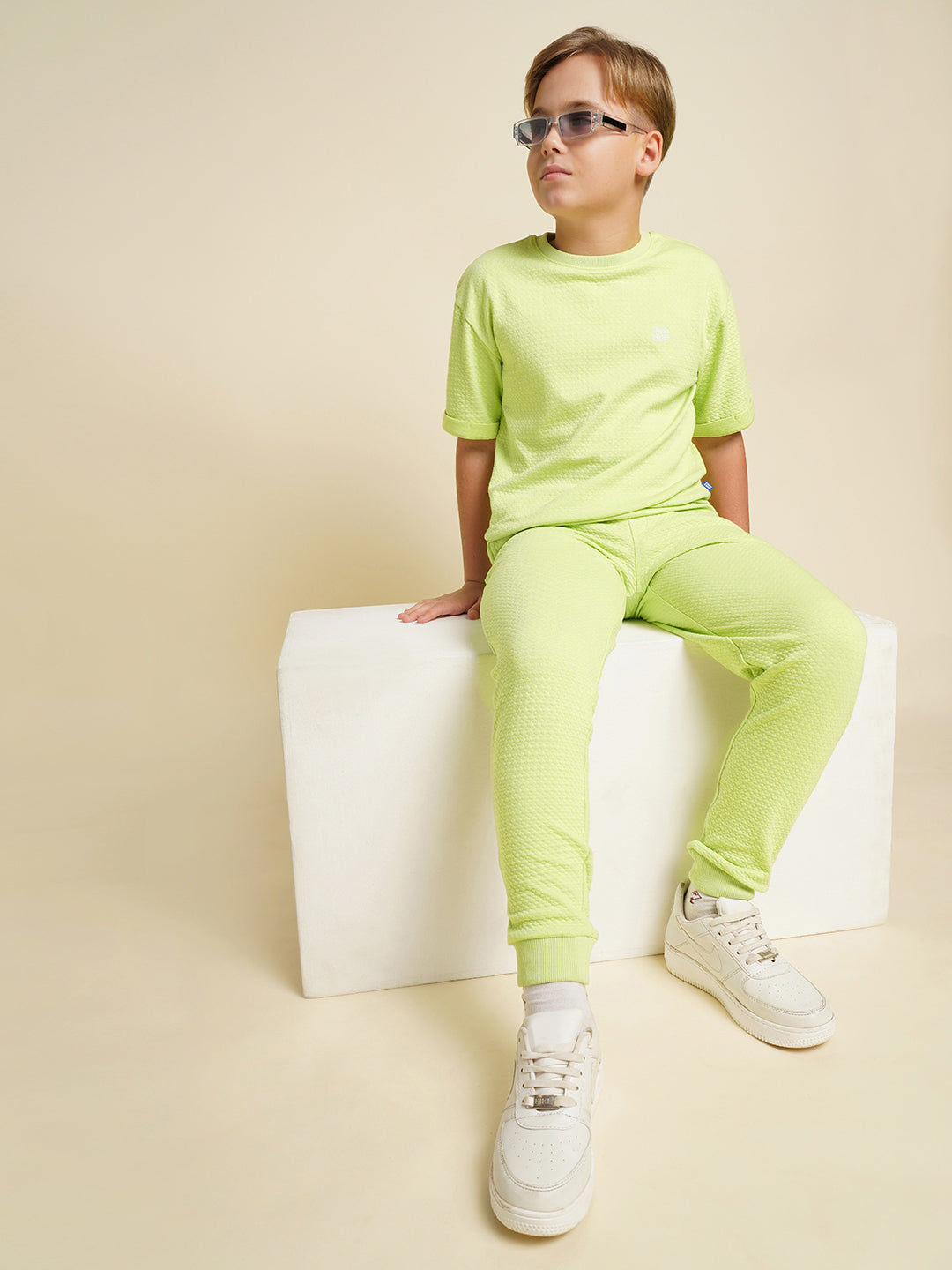 JUNIORS Green Jogger Textured Trousers