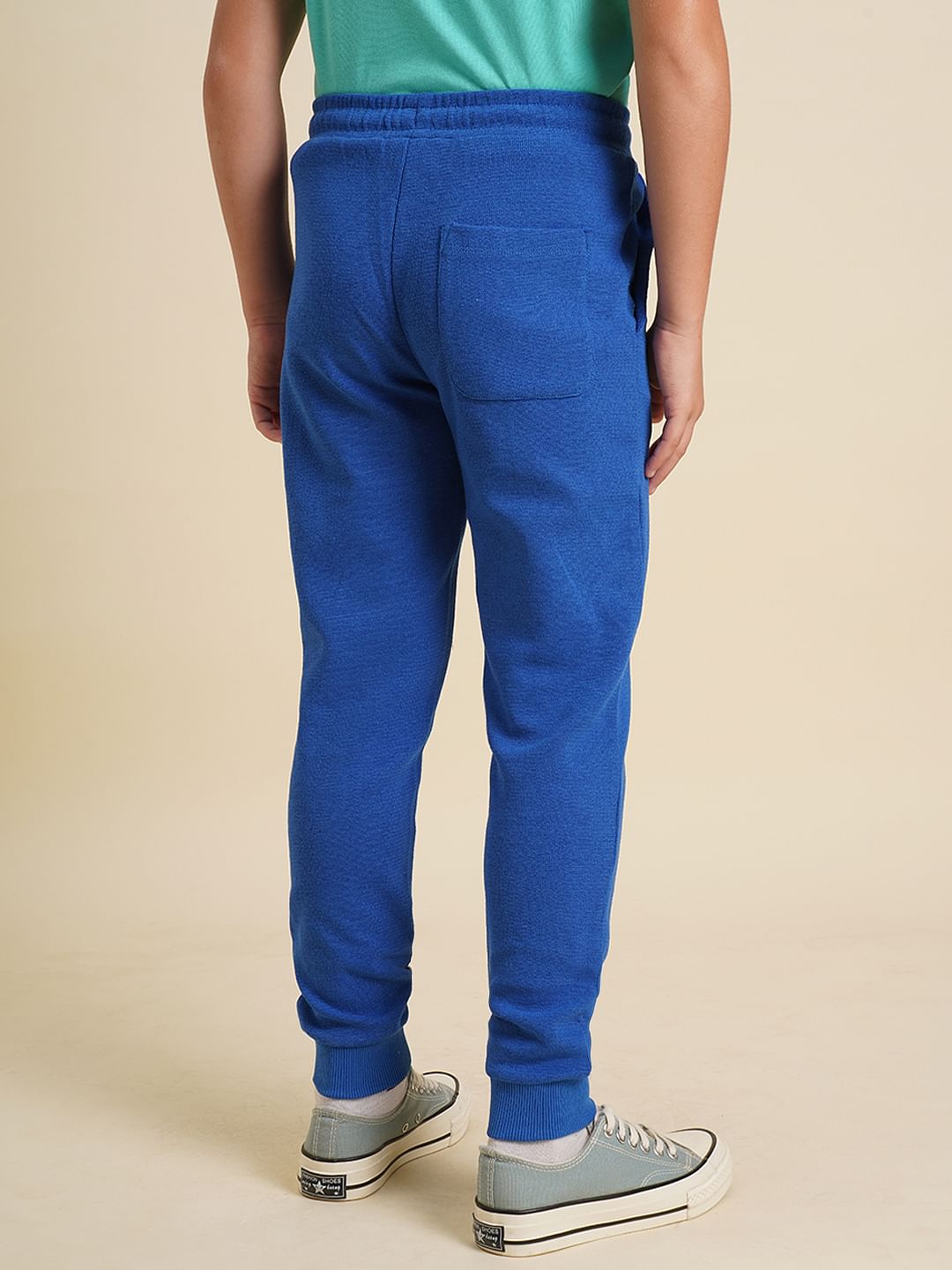 Boys Blue Textured Cotton Sweatpants
