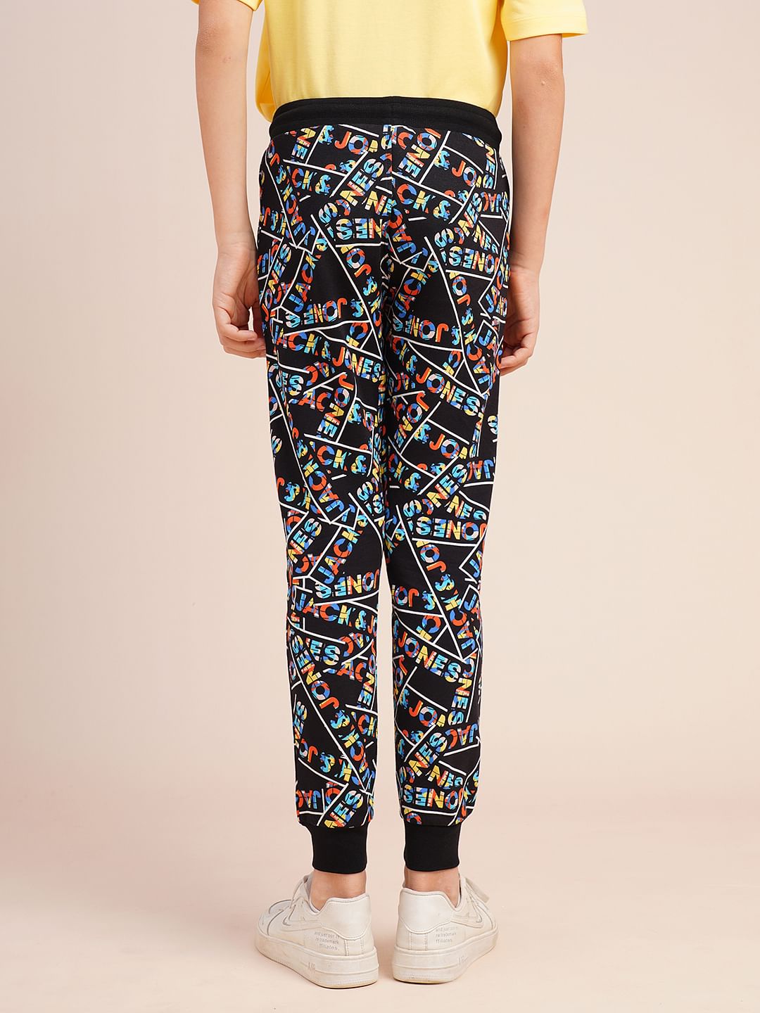 Boys Black Typographic Print Sweatpants