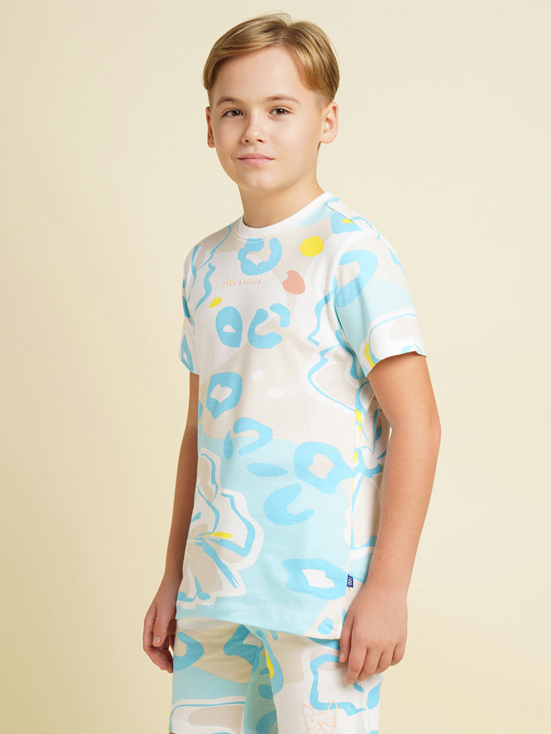 JACK&JONES JUNIOR Boys Blue Printed Co-ord Set T-shirt