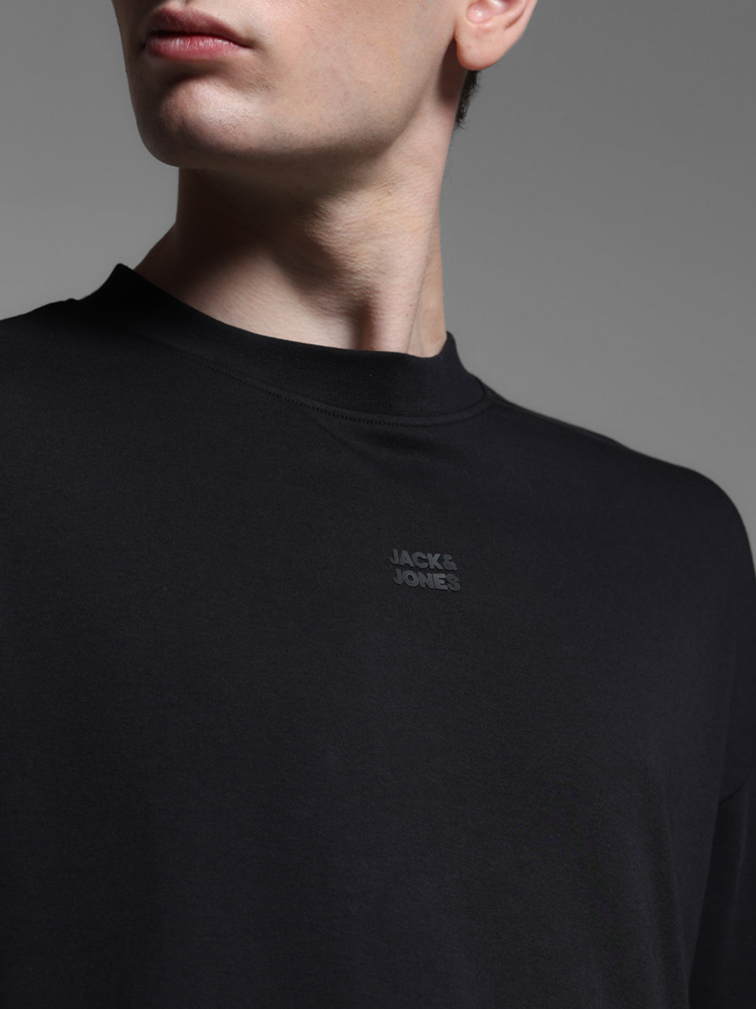 Men's Black Cotton Oversized Crew Neck Graphic T-Shirt