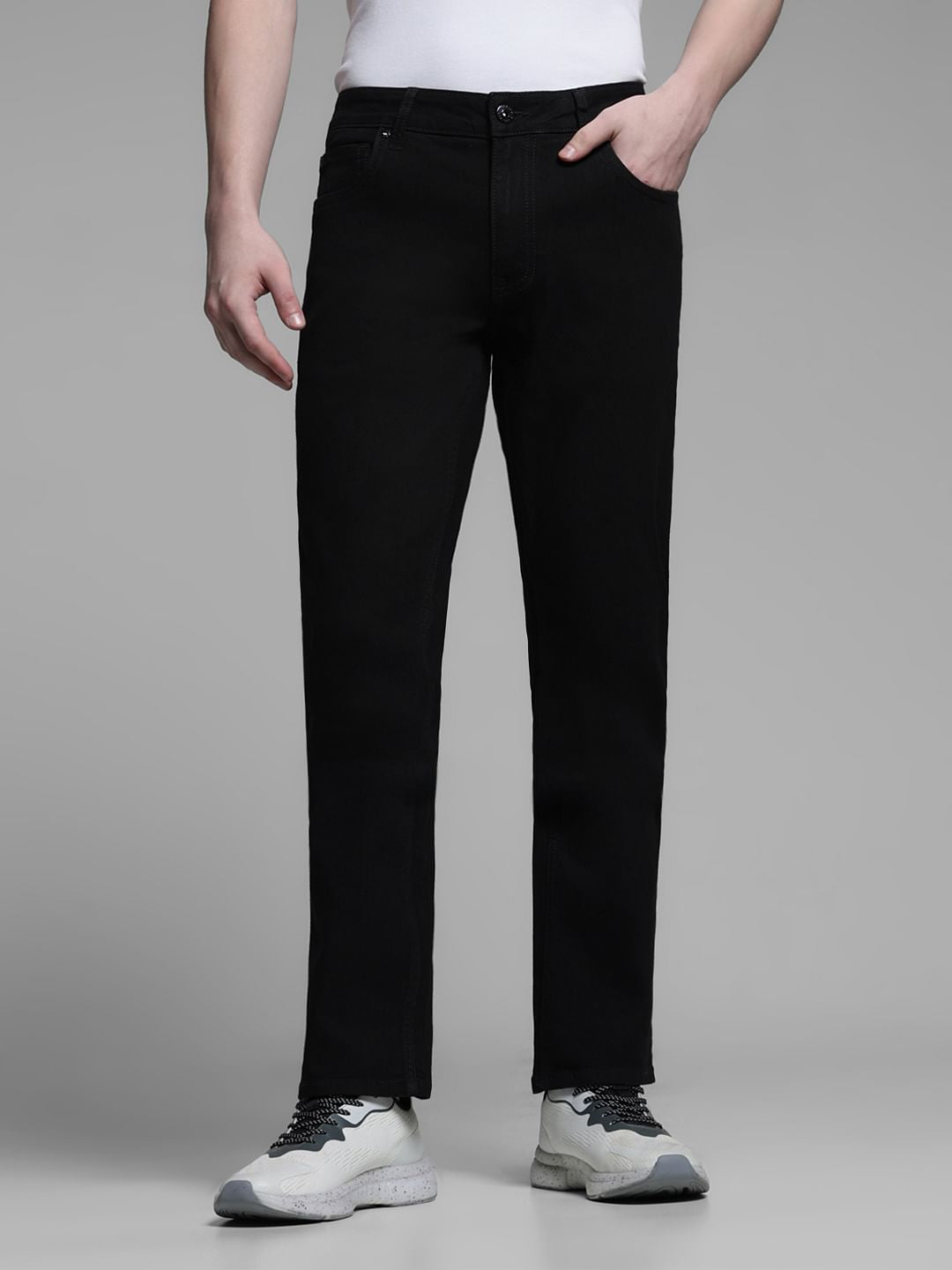 Black Low Rise Clark Regular Fit Jeans