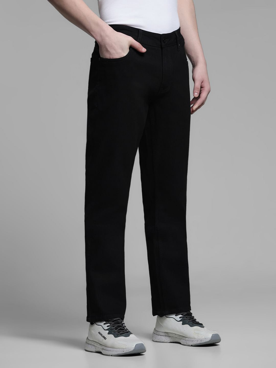 Black Low Rise Clark Regular Fit Jeans