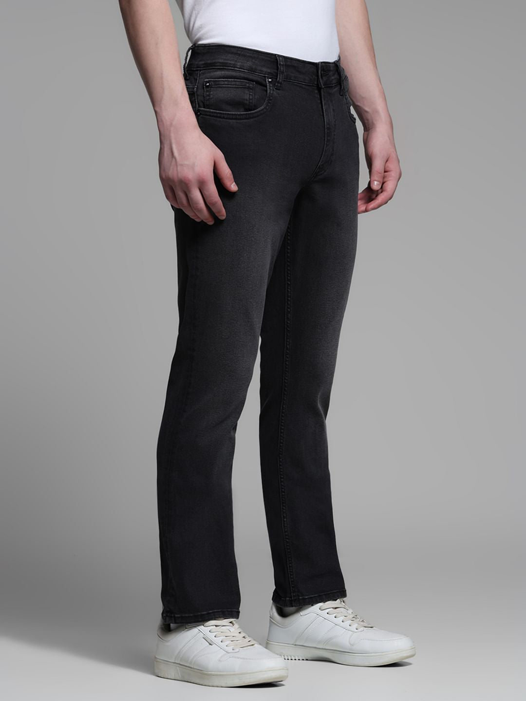 Dark Grey Low Rise Clark Regular Fit Jeans