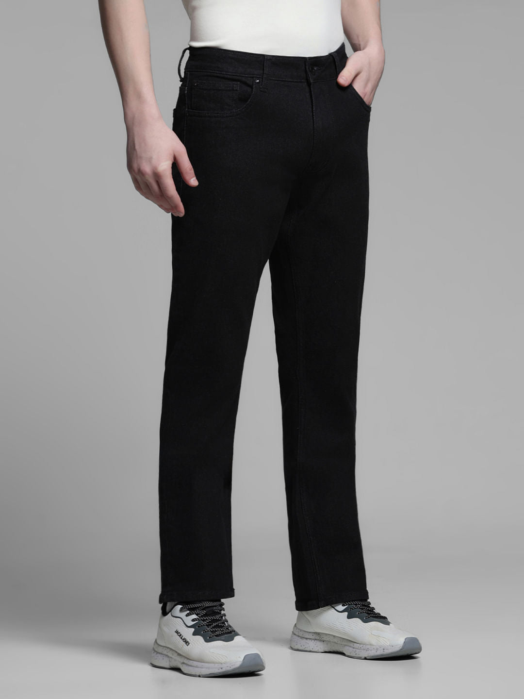 Black Low Rise Clark Regular Fit Jeans