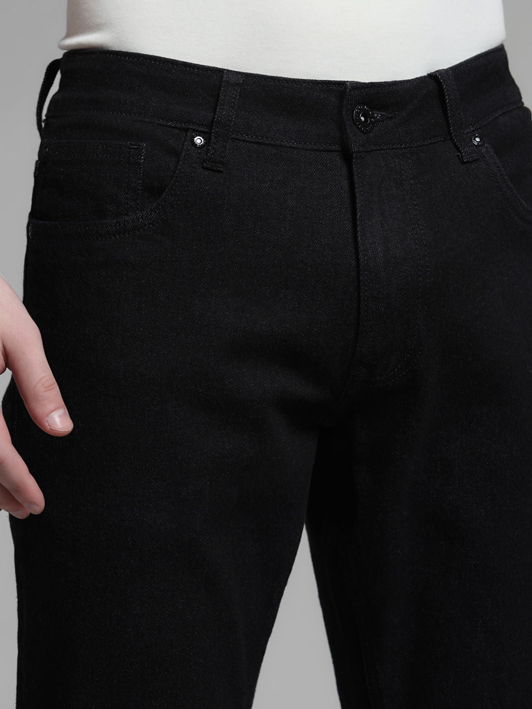 Black Low Rise Clark Regular Fit Jeans