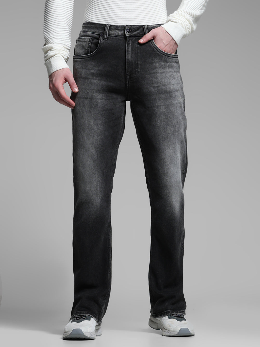 JACK&JONES Grey High Rise Ray Bootcut Jeans