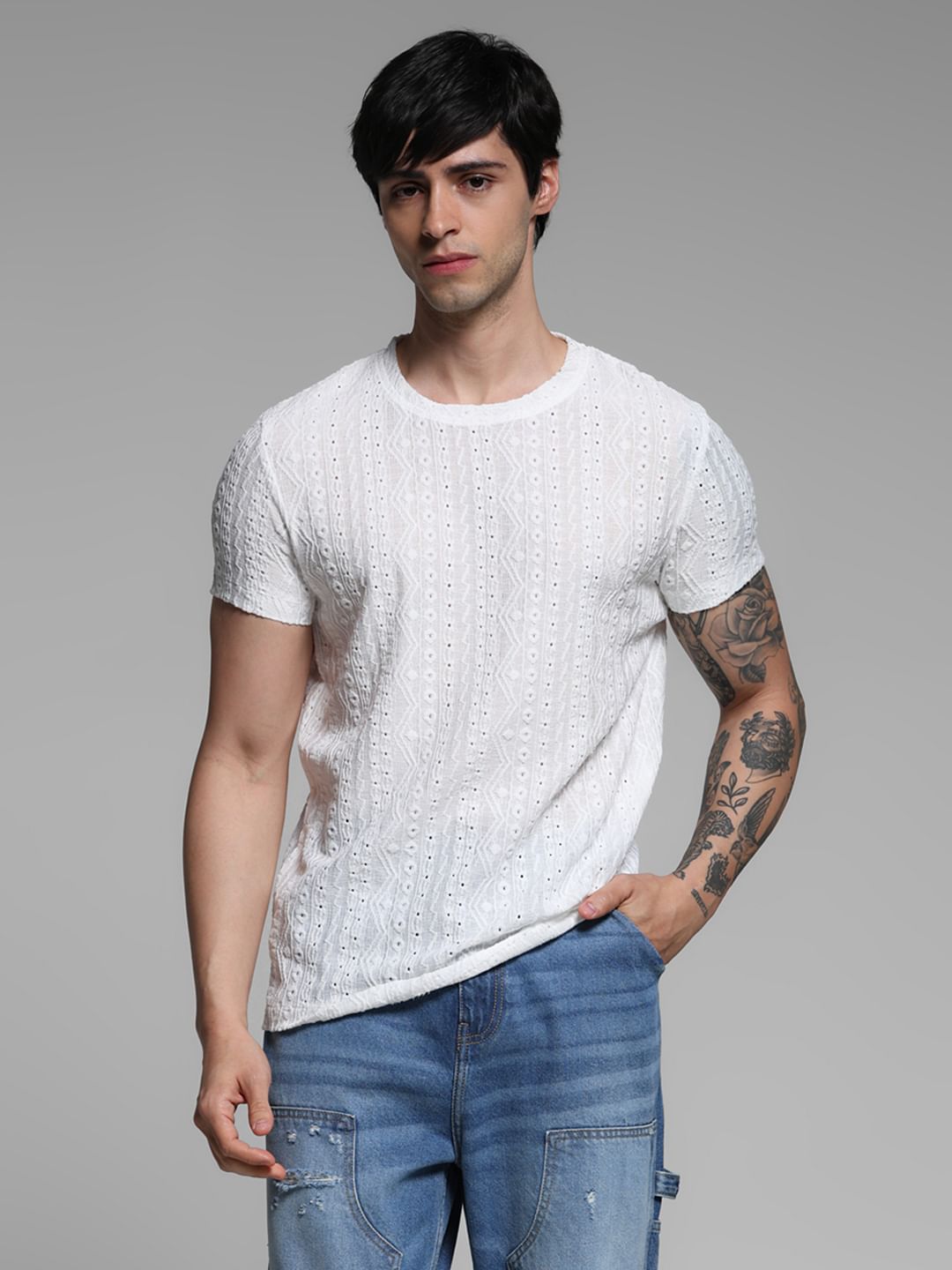White Jacquard T-shirt
