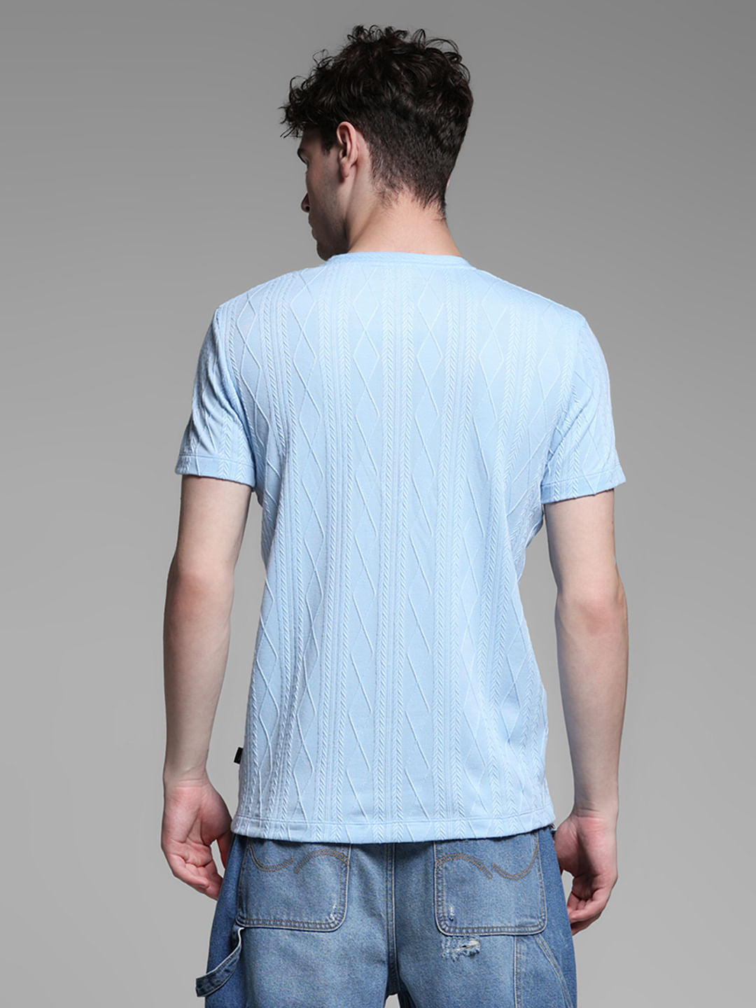 BLUE JACQAURD T-SHIRT