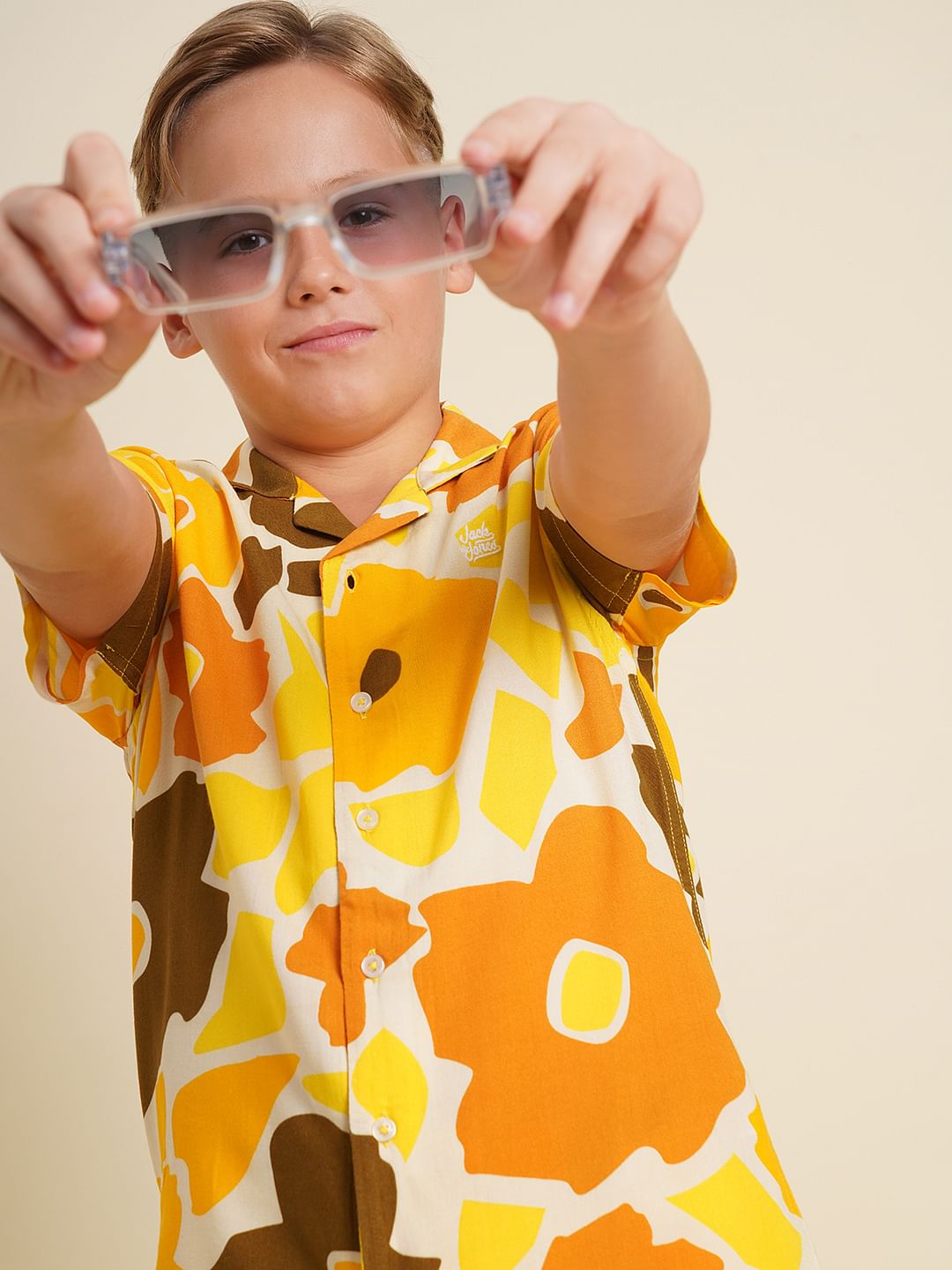 Boys Yellow Floral Co-ord Set Shirt