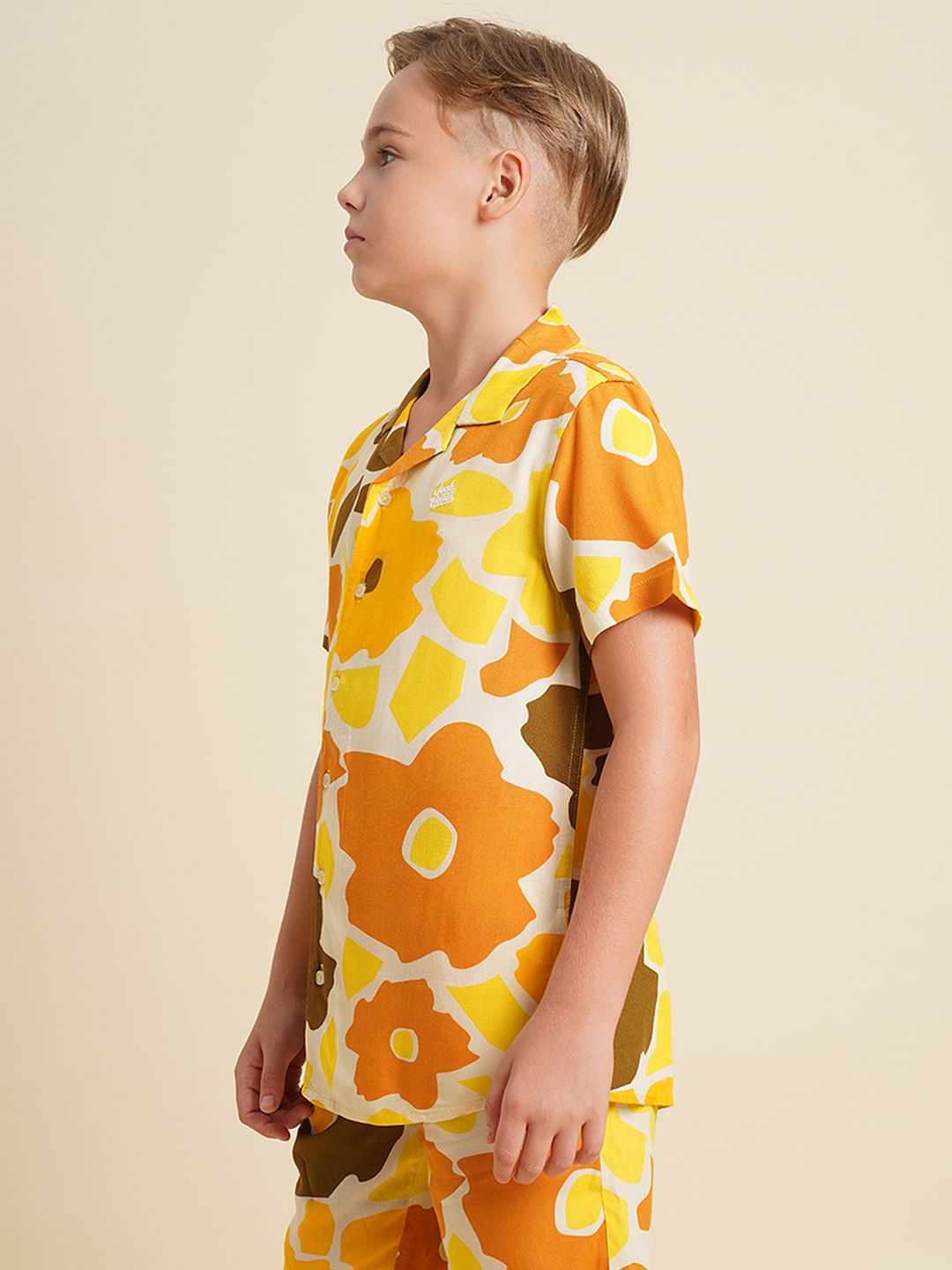 Boys Yellow Floral Co-ord Set Shirt