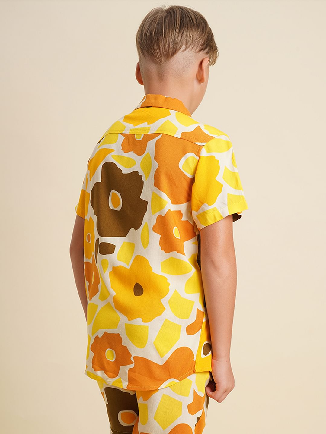 Boys Yellow Floral Co-ord Set Shirt